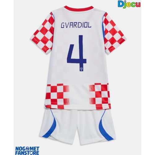 Hrvatska Josko Gvardiol #4 Domaci Dres za djecu SP 2026 Kratak Rukav (+ Kratke hlače)